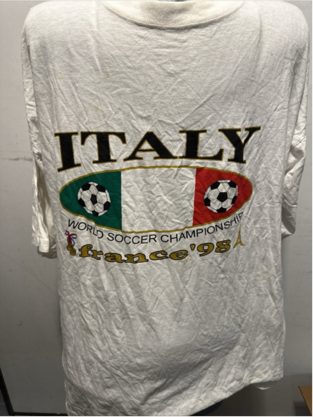 Vintage 1998 World Cup France 98 Italy Soccer T-Shirt One Size